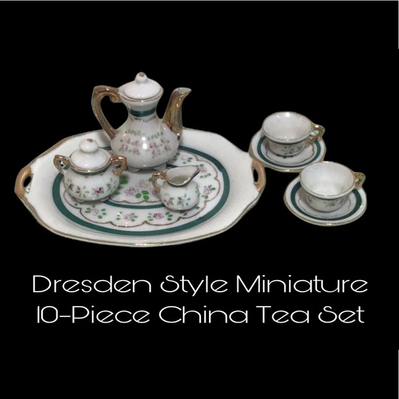 Shackman Other Vintage Dresden Style Miniature China Tea Set 95s